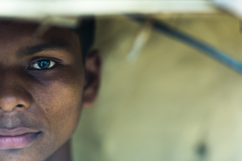 UNICEF/Prashanth Vishwanathan A boy who was forced to work in a factory in Hyderabad, India is pictured outside his home