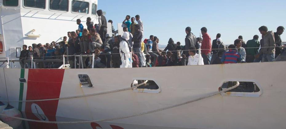 Migration routes - migrants in a ship