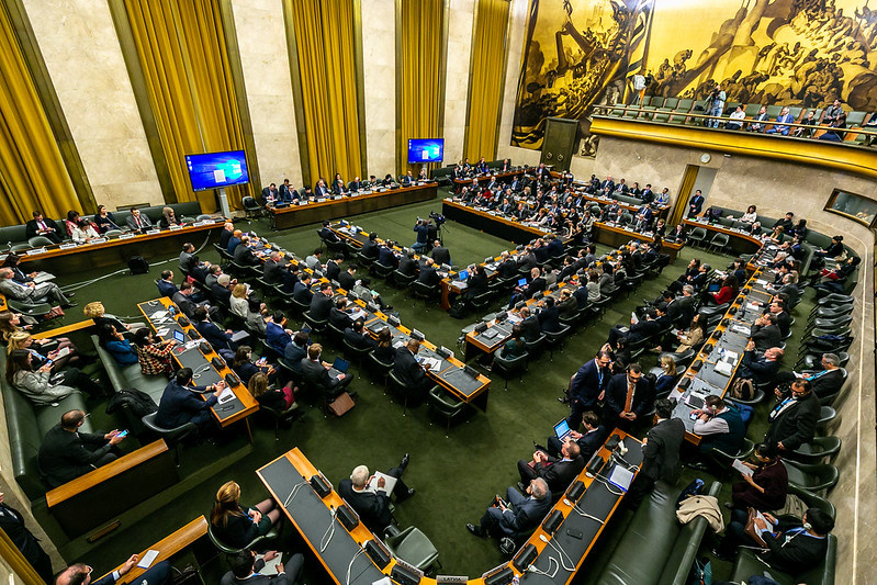 A view from the gallery on the crowded conference room during the Conference of Disarmament