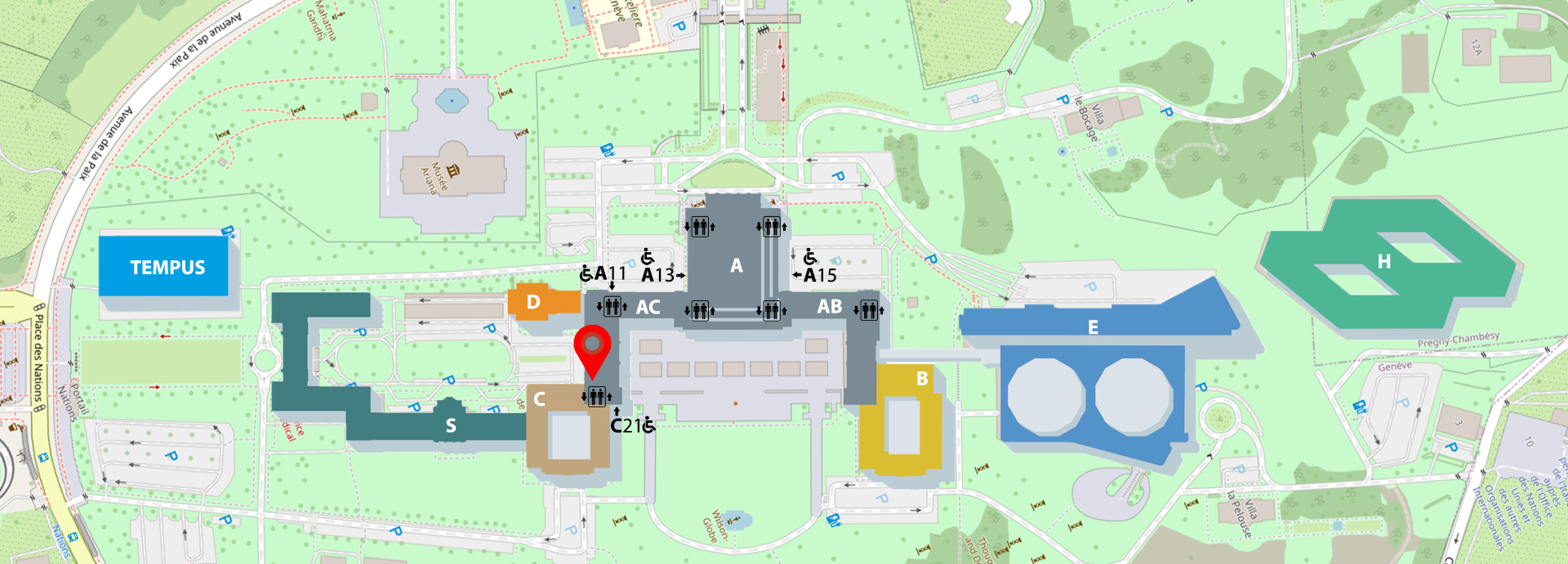Conference Rooms - Location and access to the Press Room